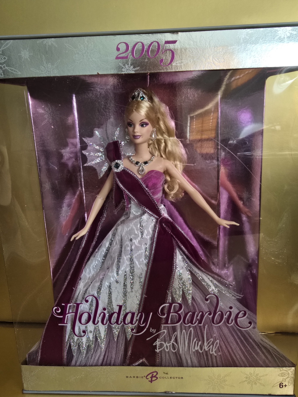 Barbie Holiday Collector Doll By Bob Mackie - Pink and Burgundy Gown